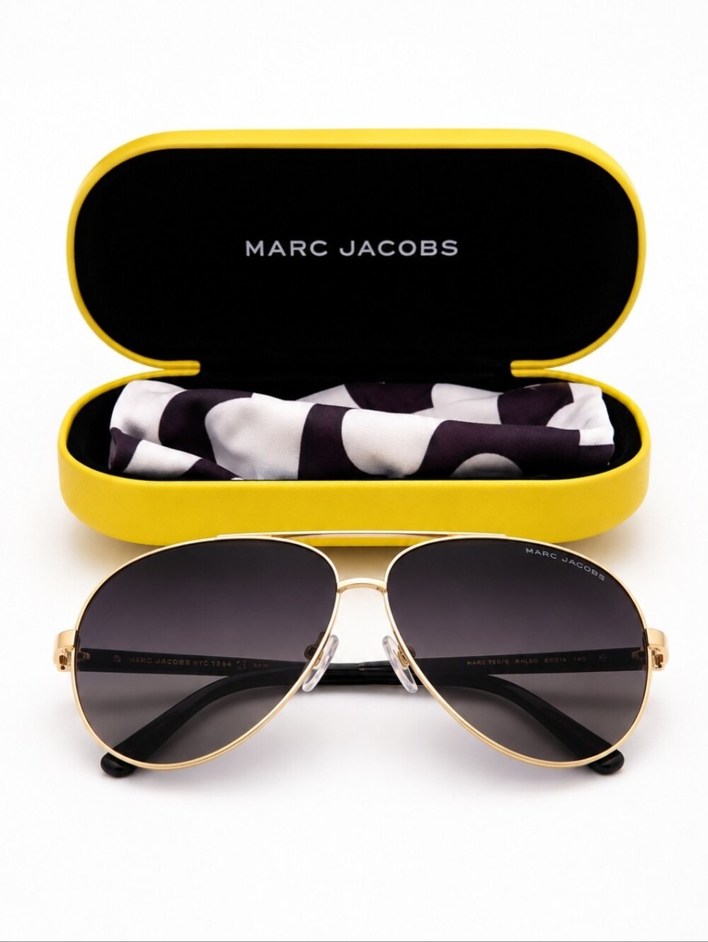 Marc Jacobs MARC 760/S Aviator Sunglasses Gold Black Gradient Lens w/ Case